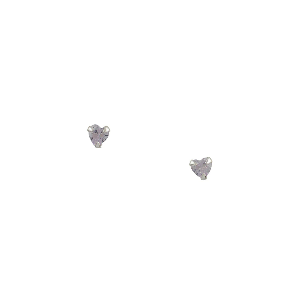 Lavender CZ Heart Studs