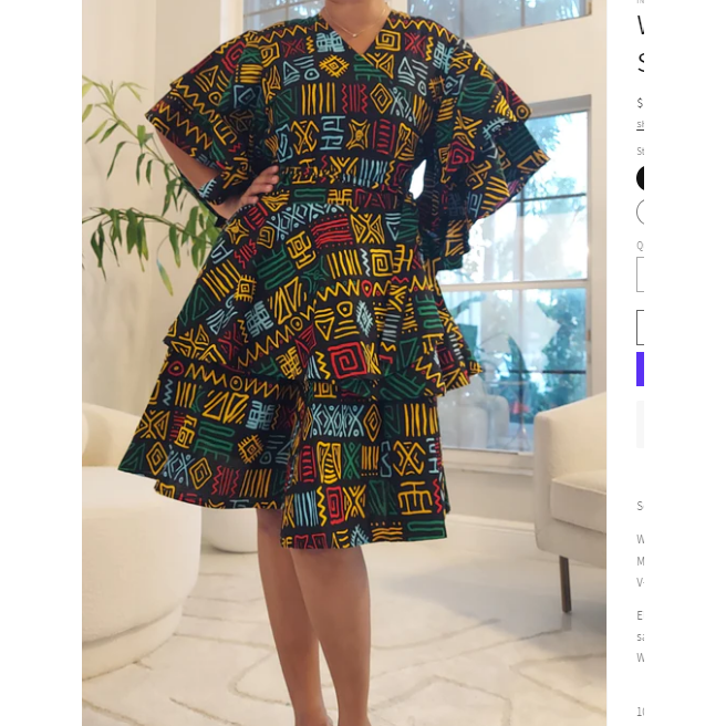 Ankara Style Knee Length Skirt with Sash / Skirt Blouse Set