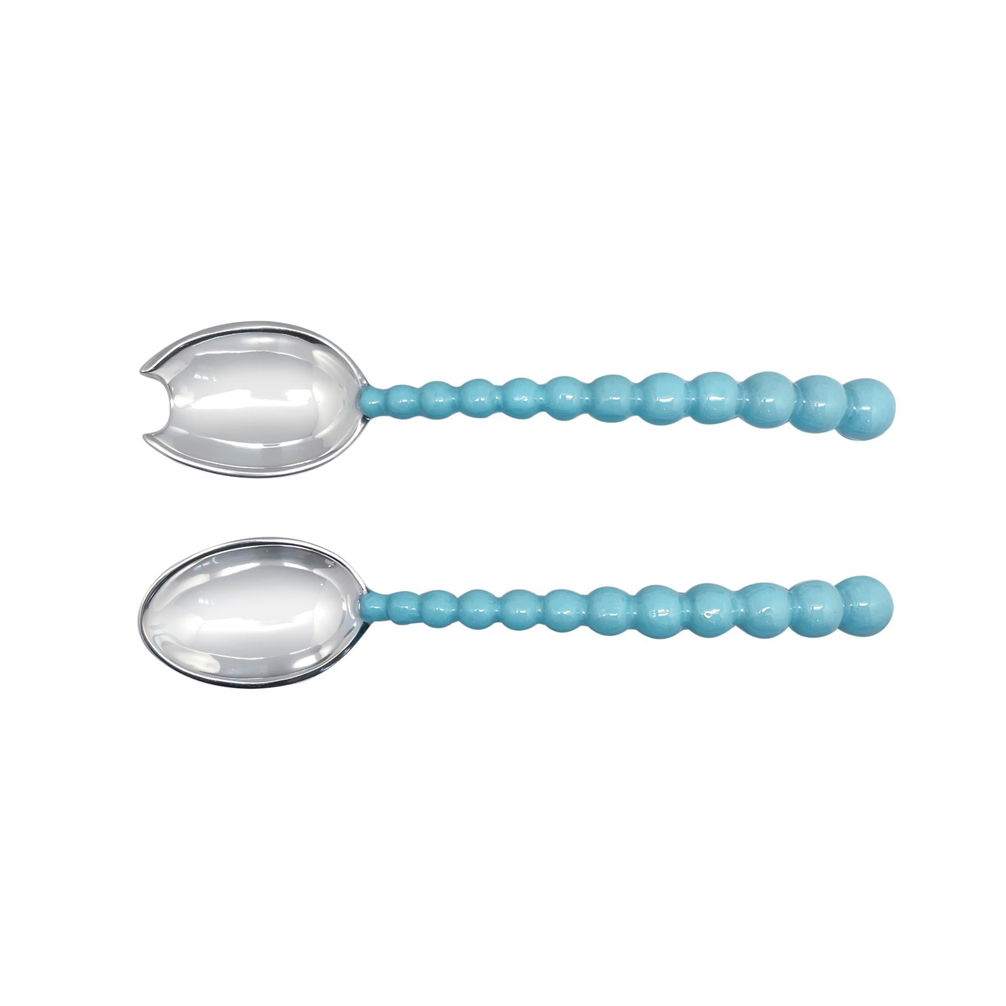 Pearled Aqua Salad Servers