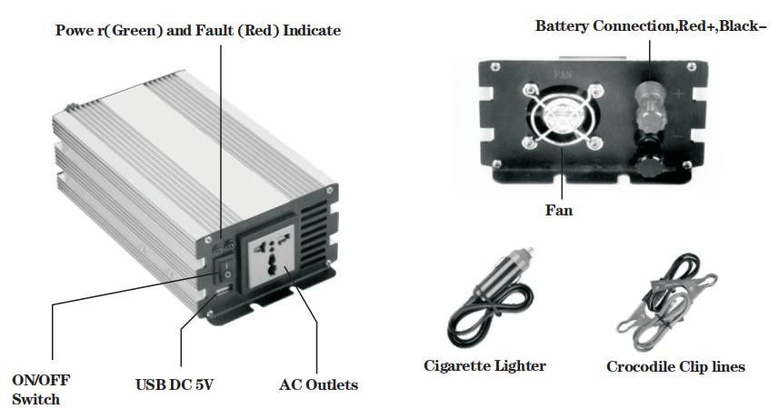 Temank, Power Inverter, 300W 12V 110V 60HZ