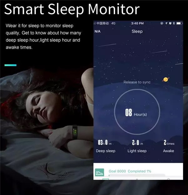 woman sleep with B6 Pro Waterproof Smart Bracelet – PINGKO