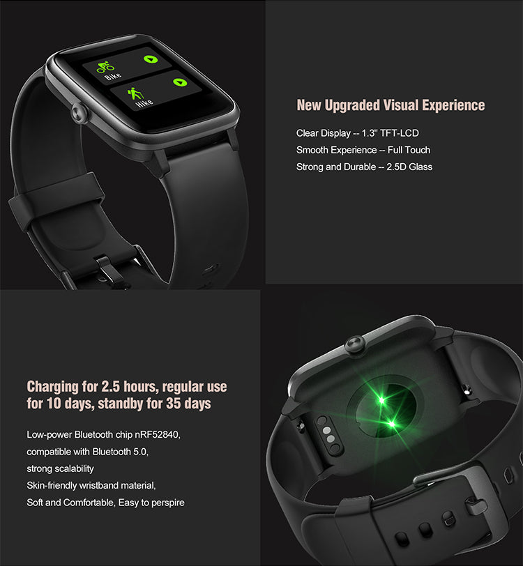 Black ID205L Smart Fitness Watch – PINGKO