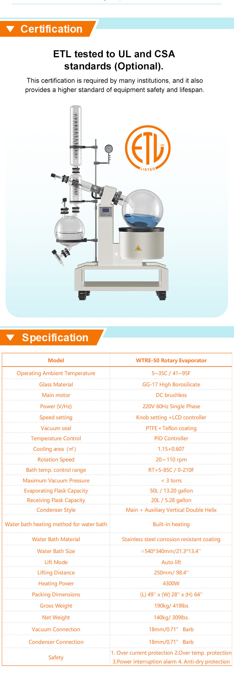 50L Rotary evaporator