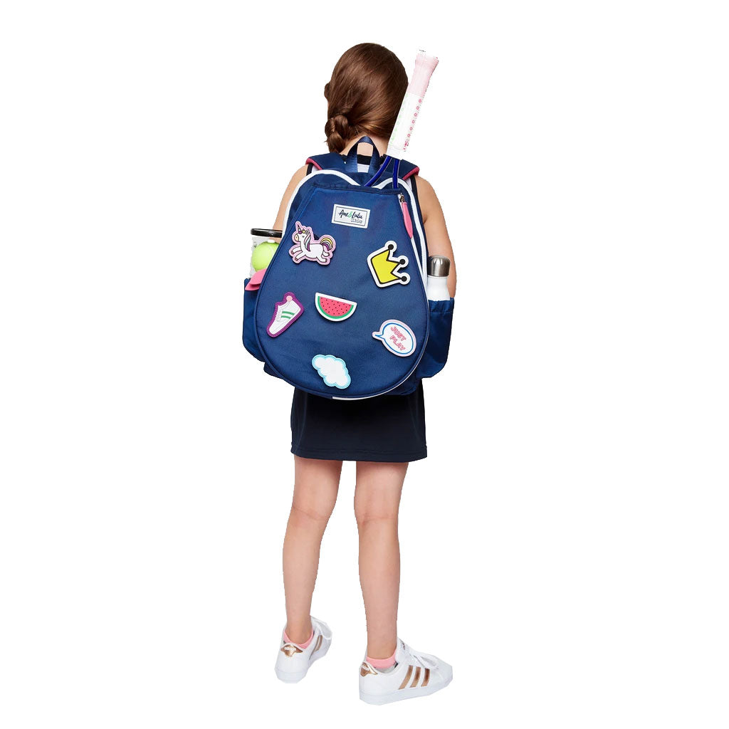 Ame & Lulu Little Patches Navy Pink Tennis Backpack