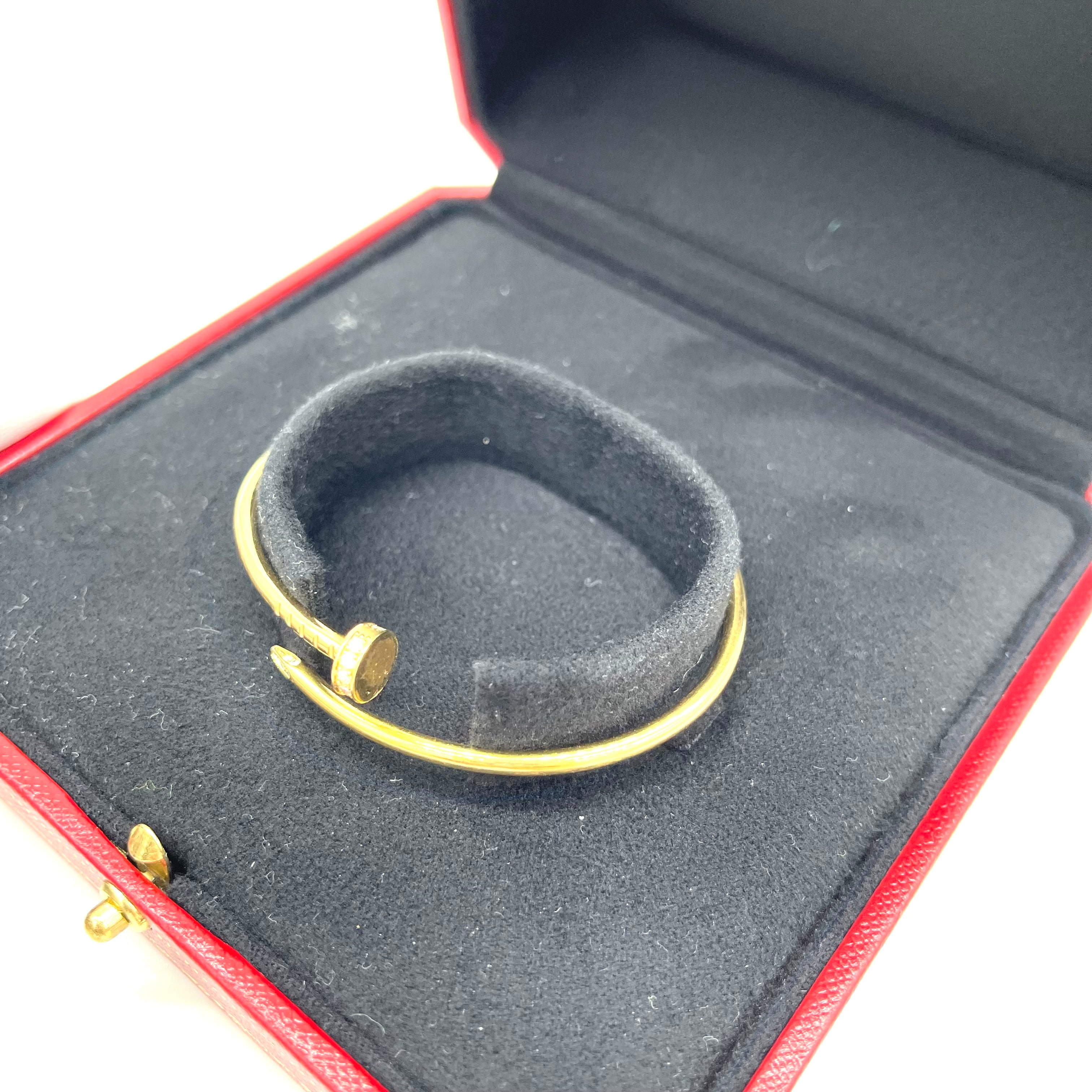 CARTIER JUSTE UN CLOU BRACELET, 18K Yellow Gold Diamond Small Model SIZE16