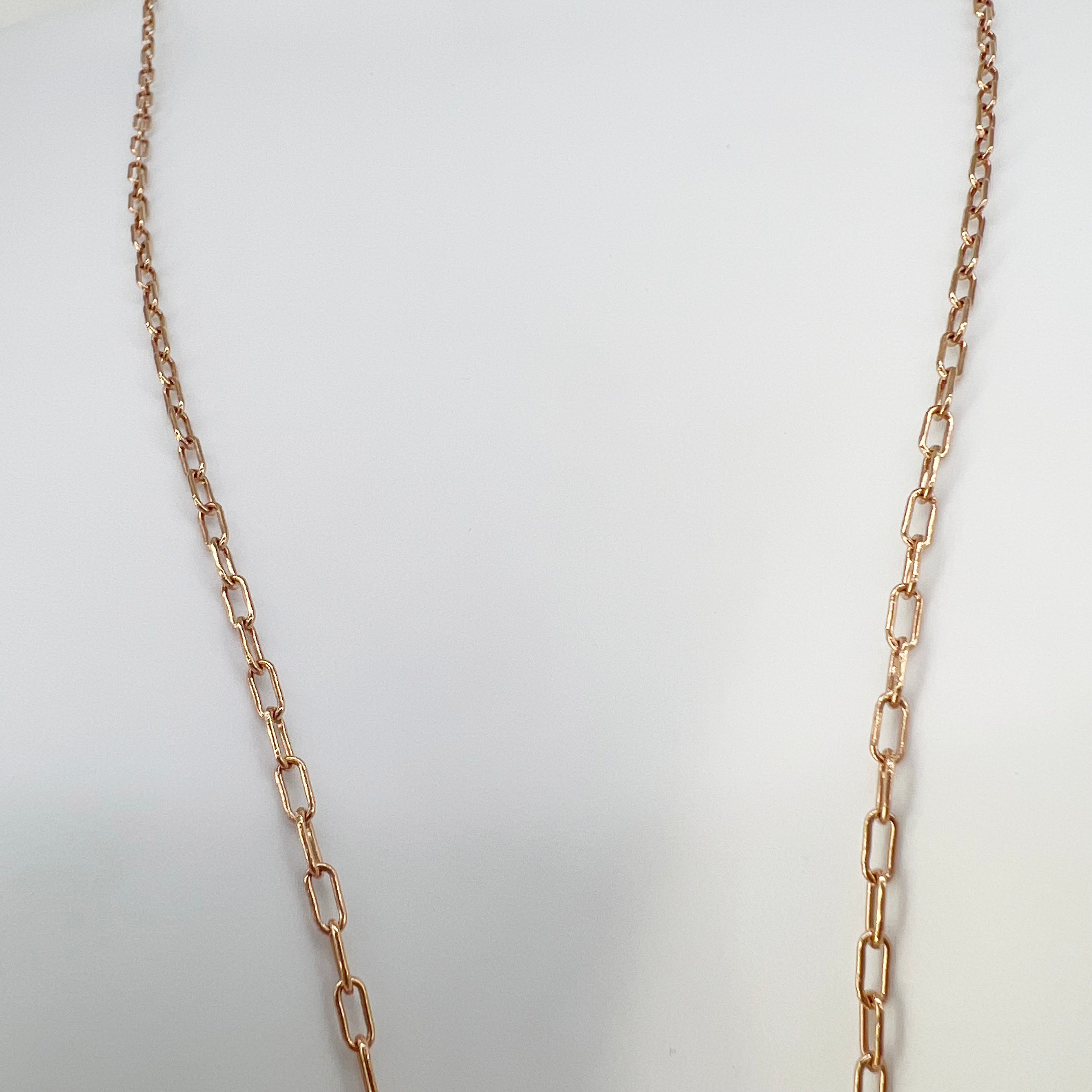 14K Solid Rose Gold Open Link Chain Necklace 14.5