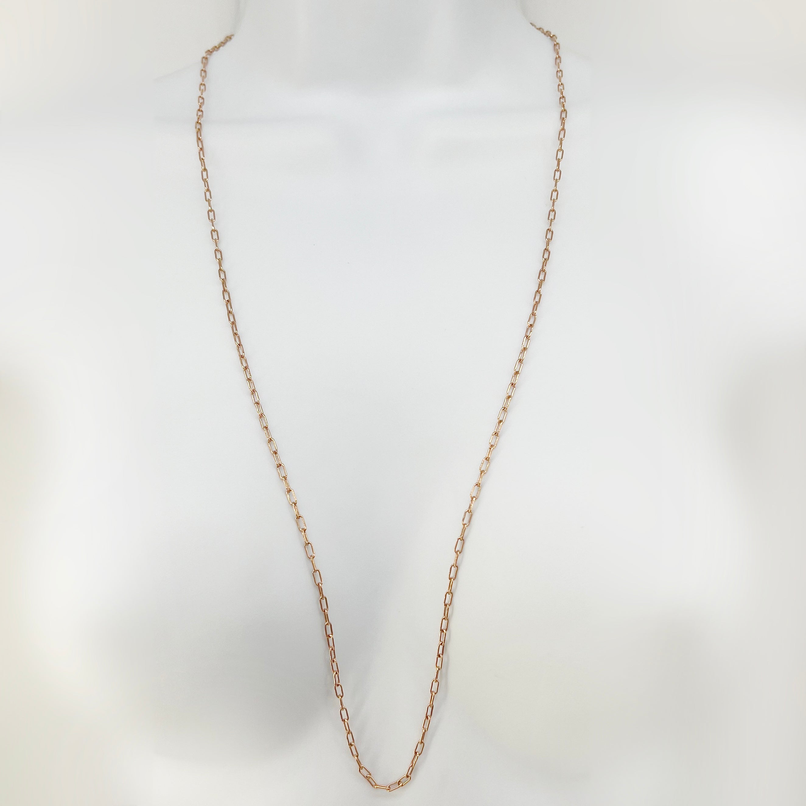 14K Solid Rose Gold Open Link Chain Necklace 14.5