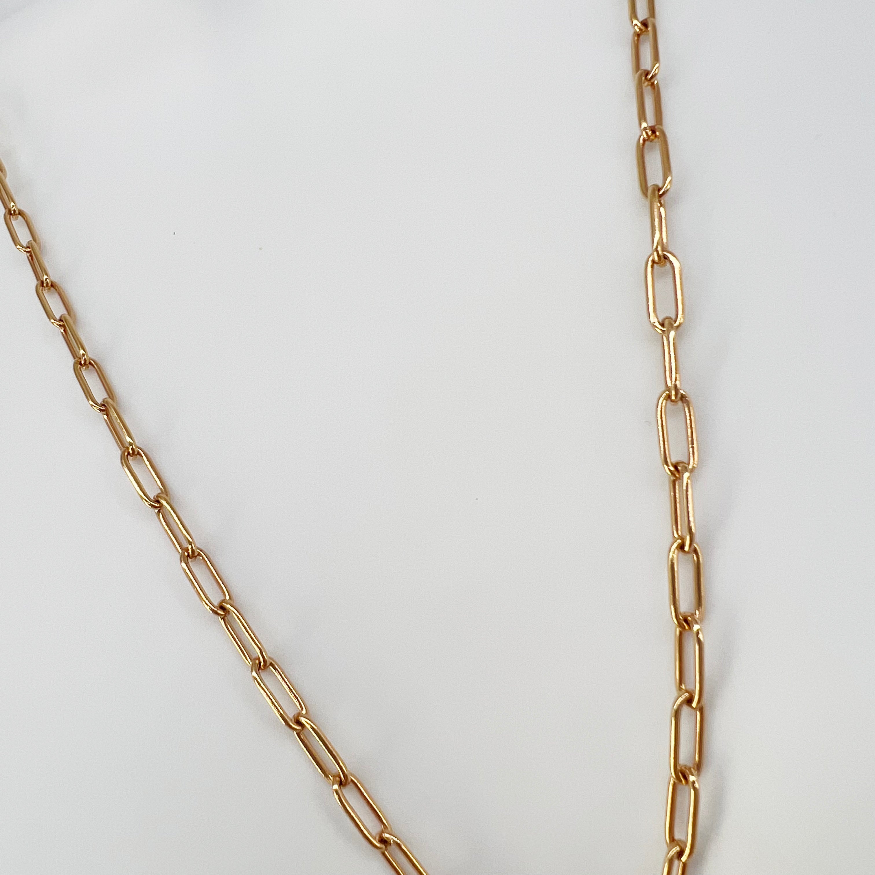 14K Solid Rose Gold Open Link Chain Necklace 11.5