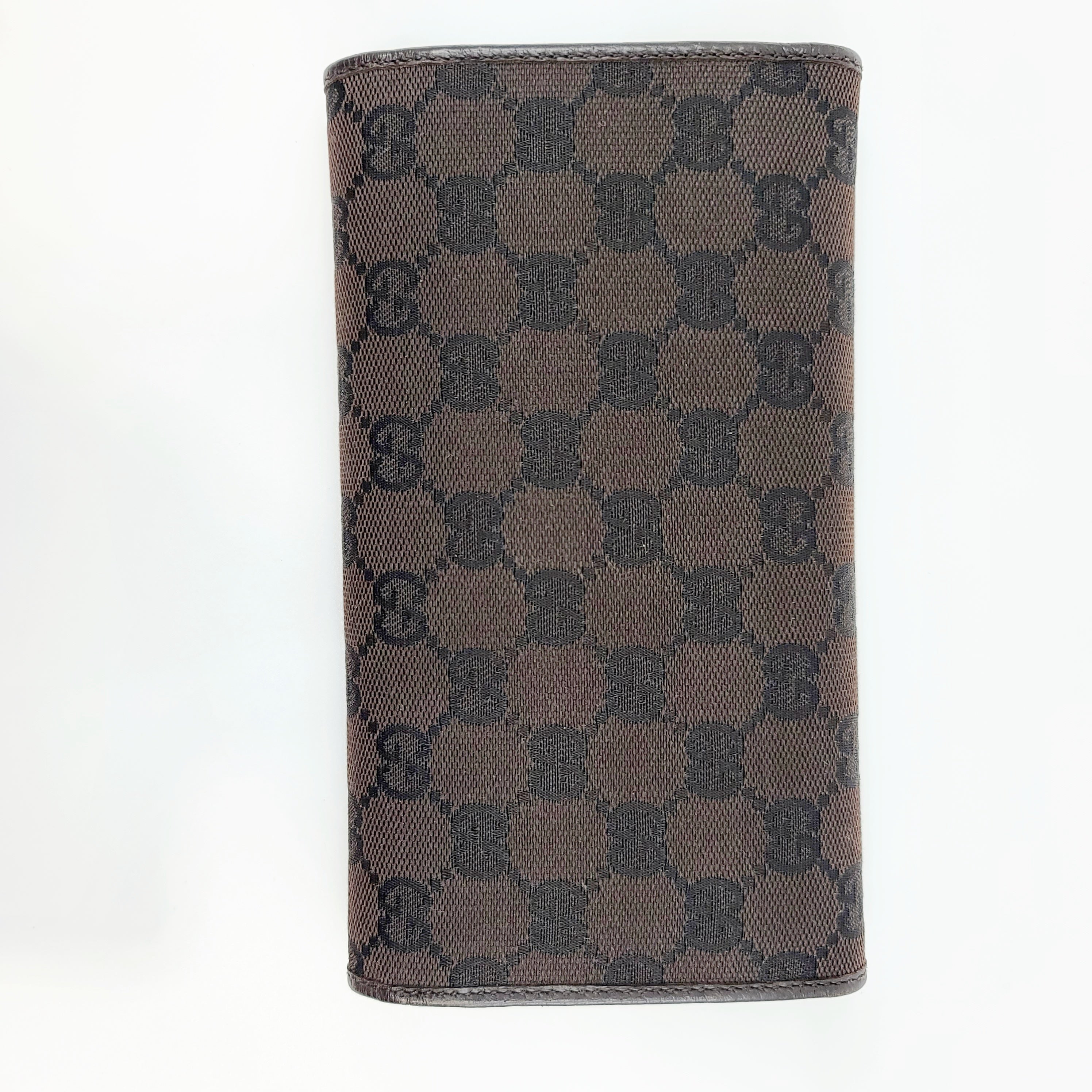 Gucci Beige Canvas GG Logo Soft black Leather Trim Wallet