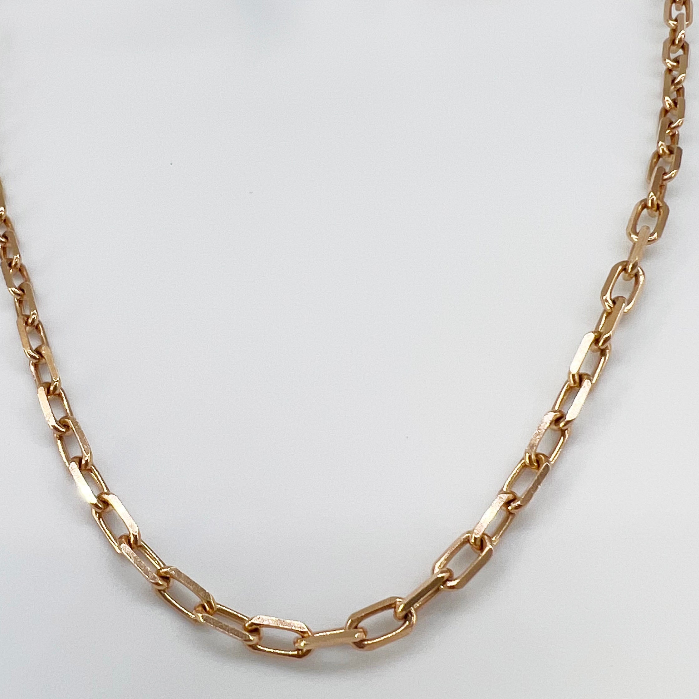 14K Solid Rose Gold Open Link Chain Necklace 10.5
