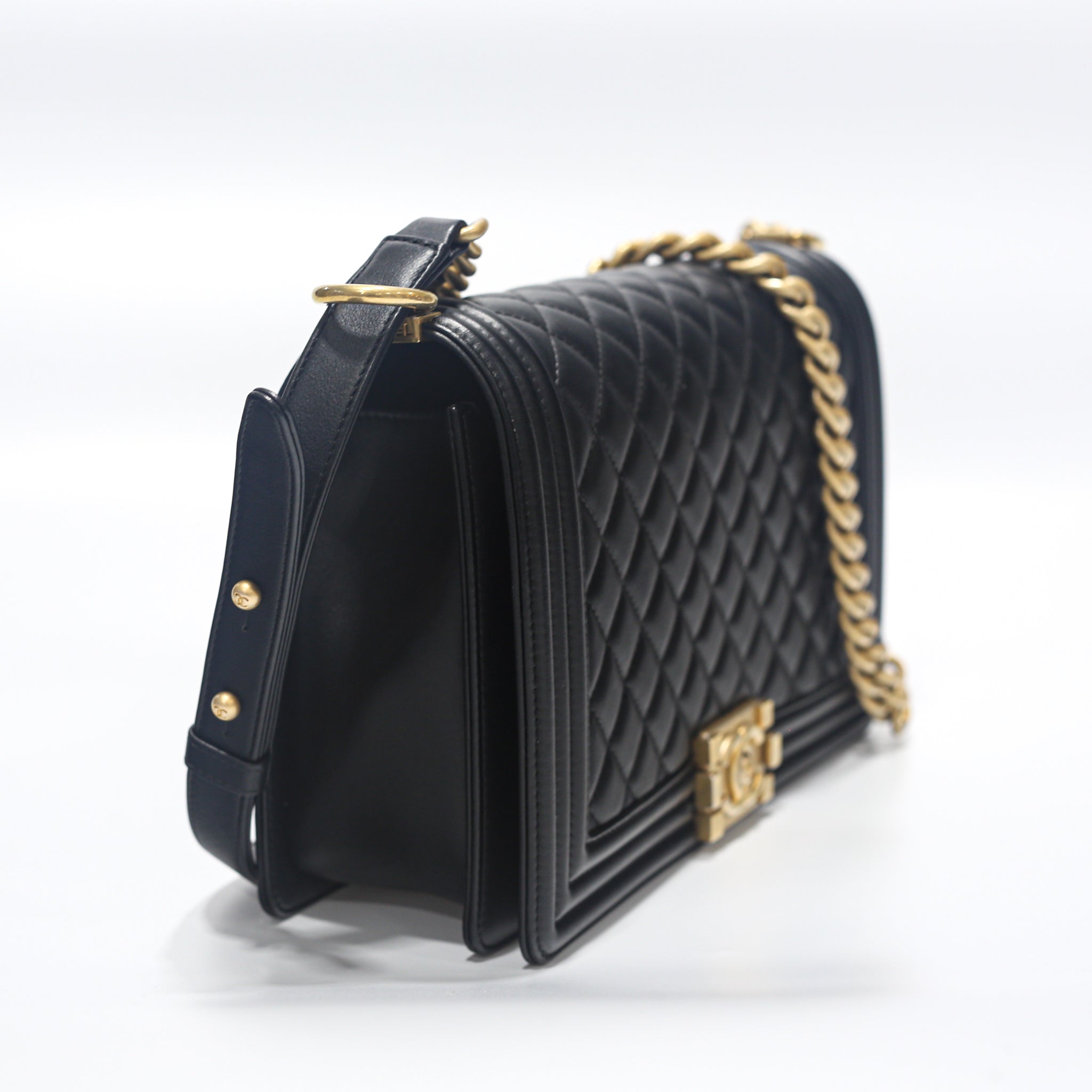 Chanel Boy Bag Calf Skin New Medium Black