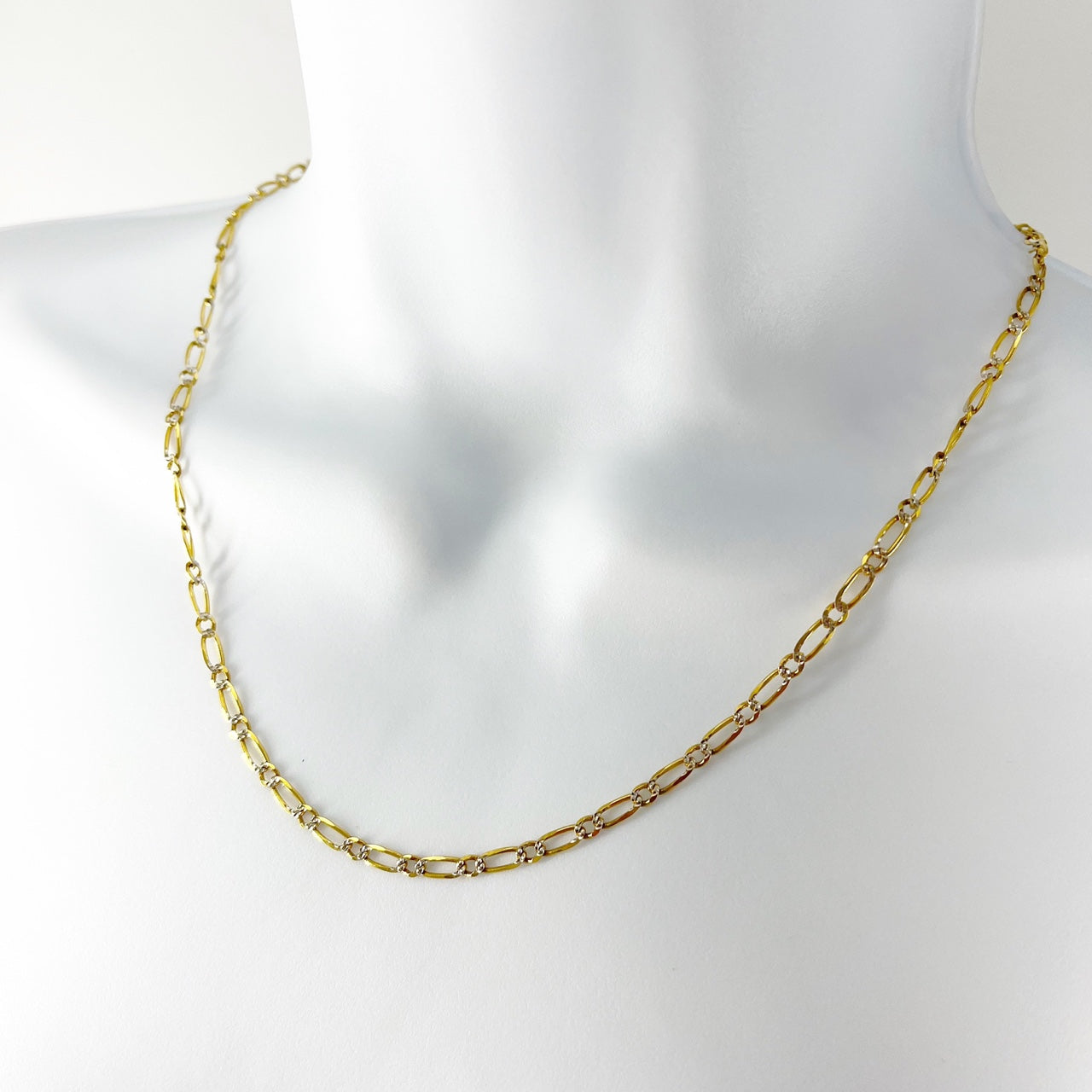 14k Solid yellow Gold/White Gold Paperclip Chain Necklace 20