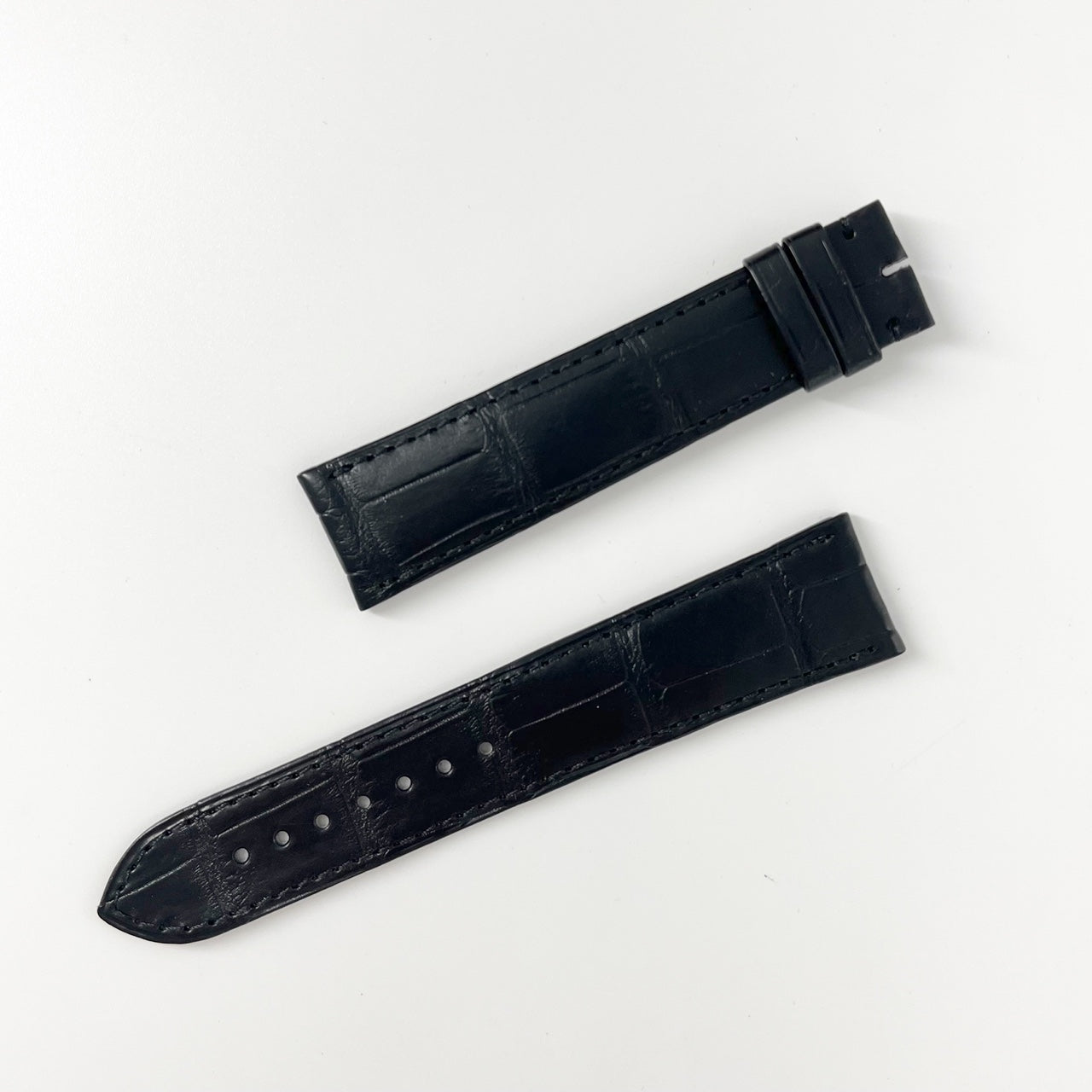 Guarantee Authentic Cartier KD1QHK97 20mmx18mm Black Mat Alligator Full Cut Leather Strap Watch Band