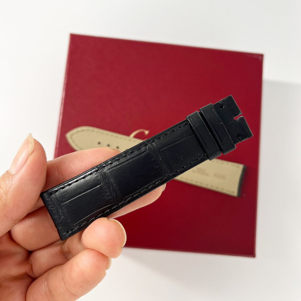 Guarantee Authentic Cartier KD1QHK97 20mmx18mm Black Mat Alligator Full Cut Leather Strap Watch Band