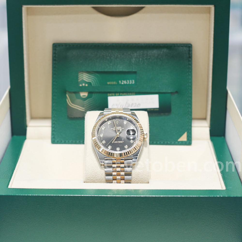 Rolex Datejust 126333 41mm Gold And Steel Fluted Bezel Diamond Dial