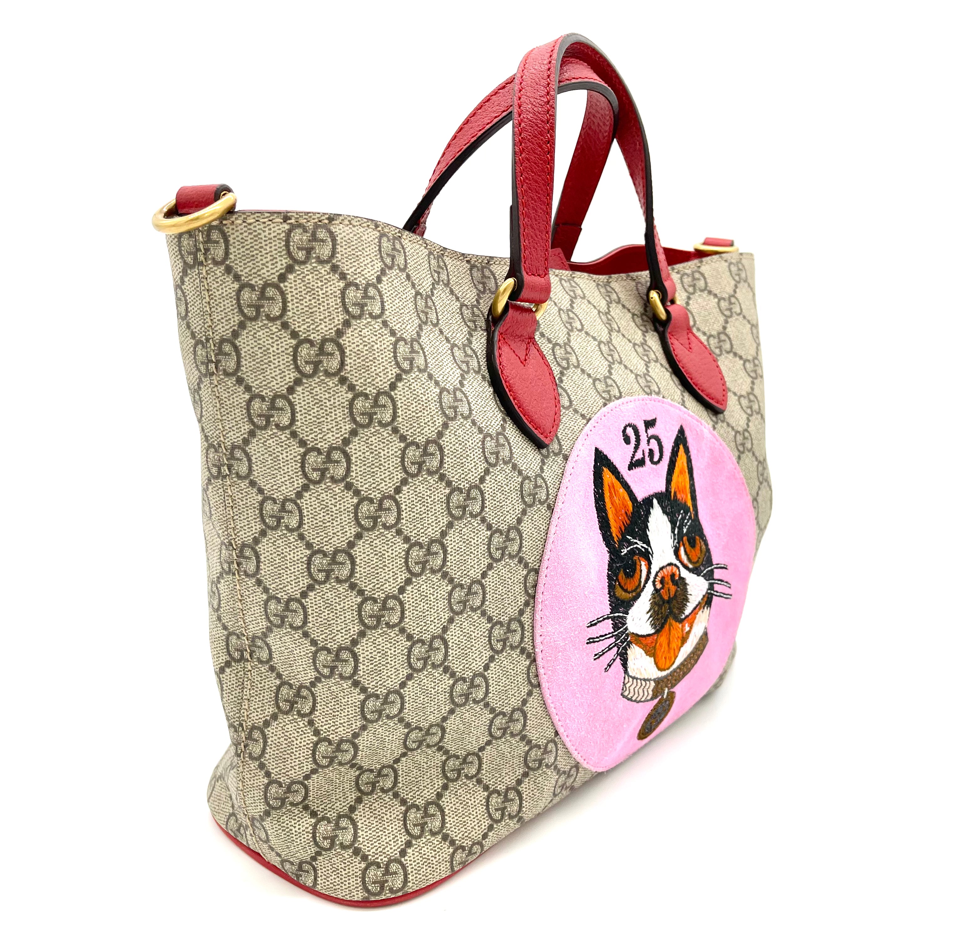 GUCCI Soft GG Supreme Monogram Web Bosco Patch Small Crossbody Tote