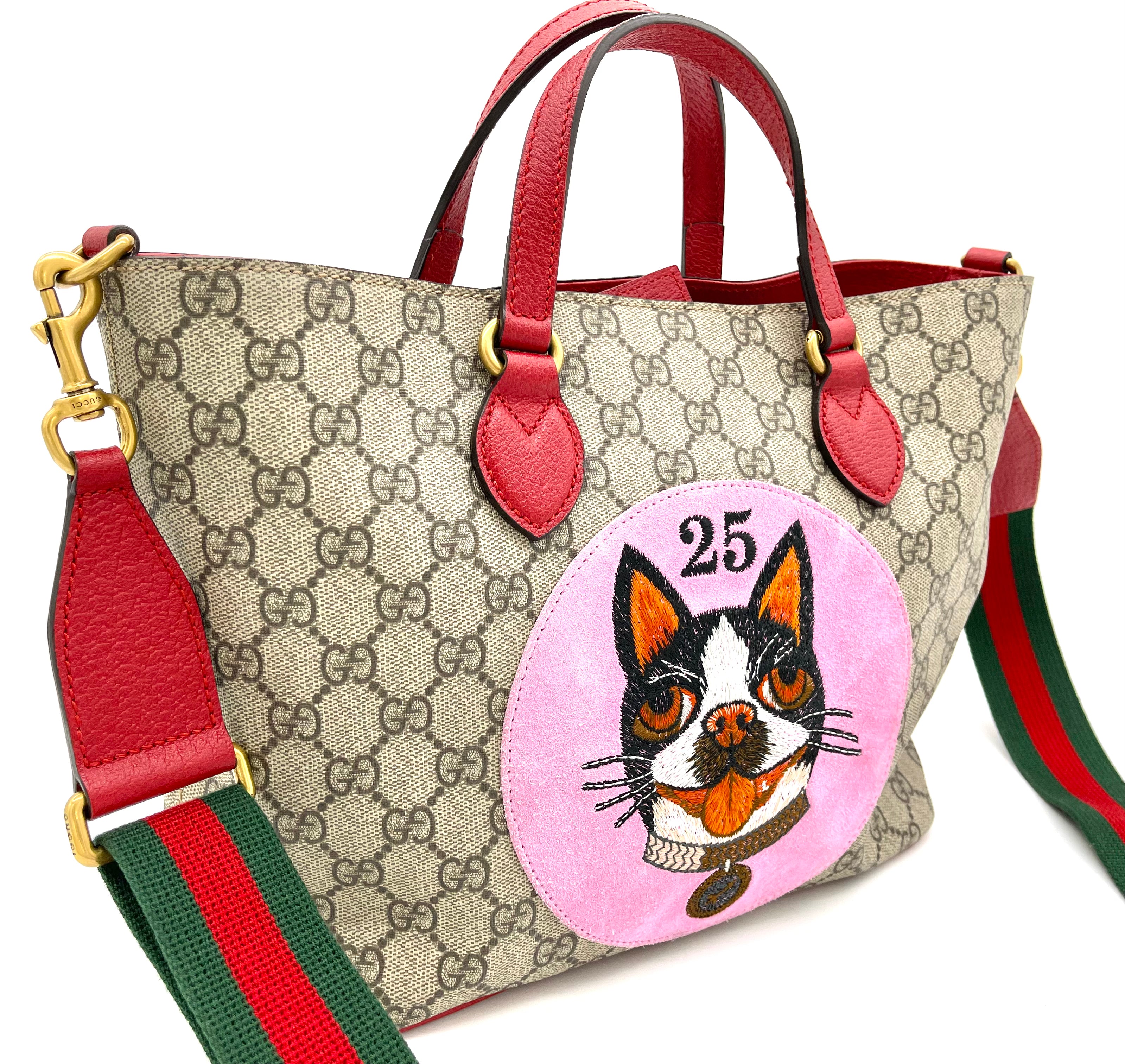 GUCCI Soft GG Supreme Monogram Web Bosco Patch Small Crossbody Tote