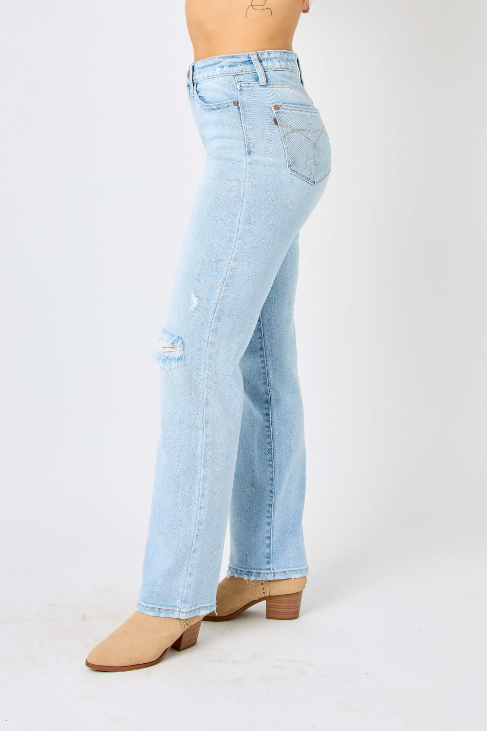 Callie - High Waist Distressed Straight Jeans - Judy Blue - Exclusively Online