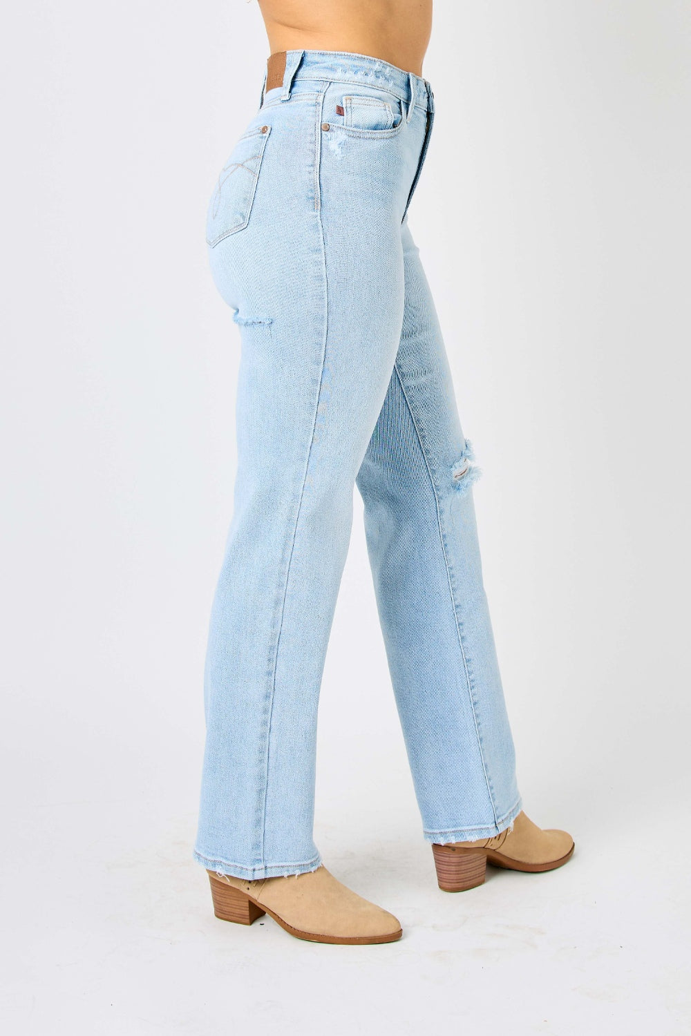 Callie - High Waist Distressed Straight Jeans - Judy Blue - Exclusively Online