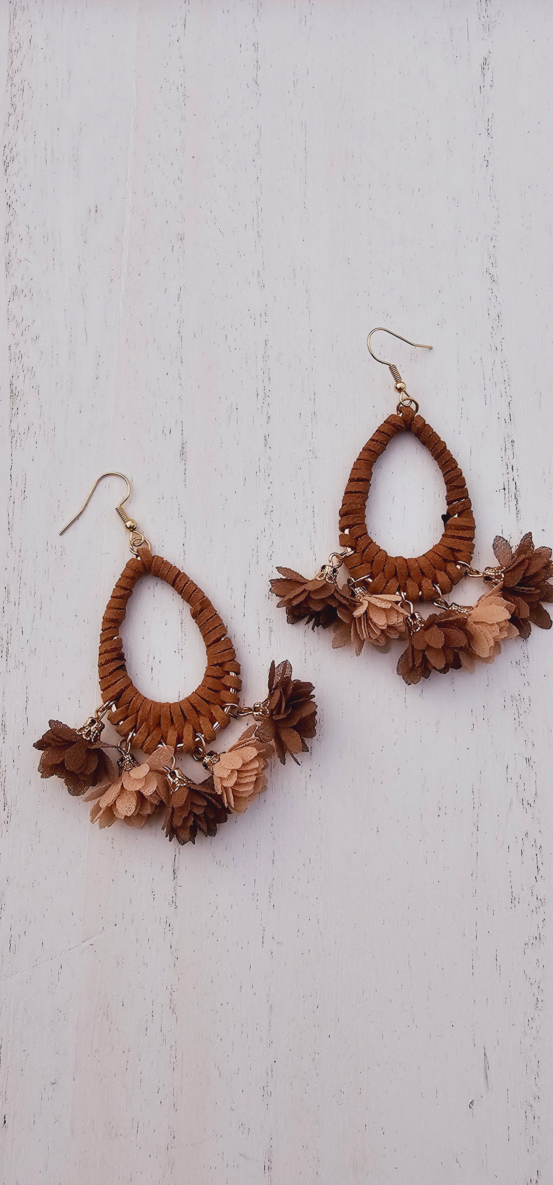 Ezra Floral - Brown - Boho Earrings