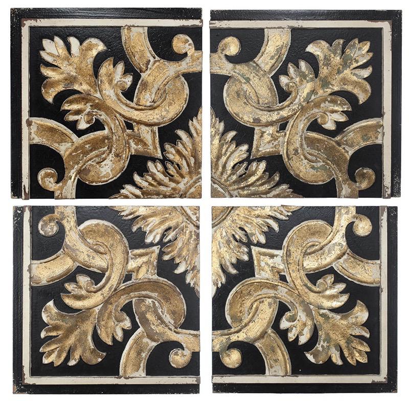 Black & Gold Ornate Wall Decor (Set of 4)