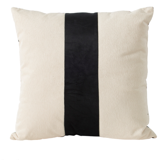 Cream Pillow with Black Velvet Stripe