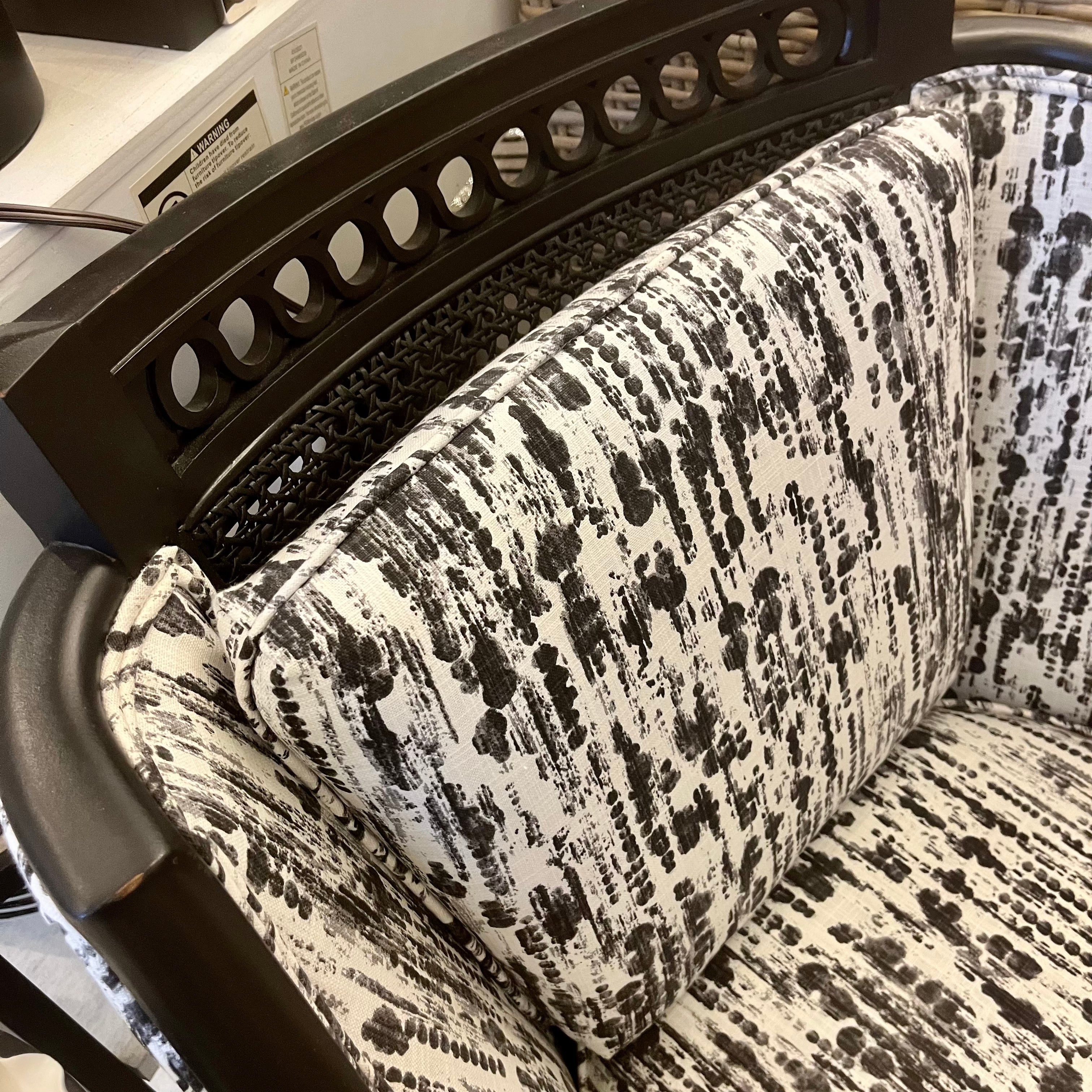 Mid-Century Black & White Chair with Designer Fabric