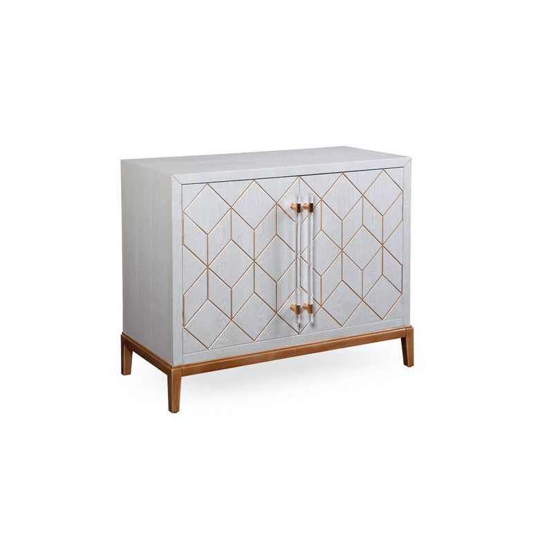 Gray & Gold Accent Cabinet with Acrylic Handles