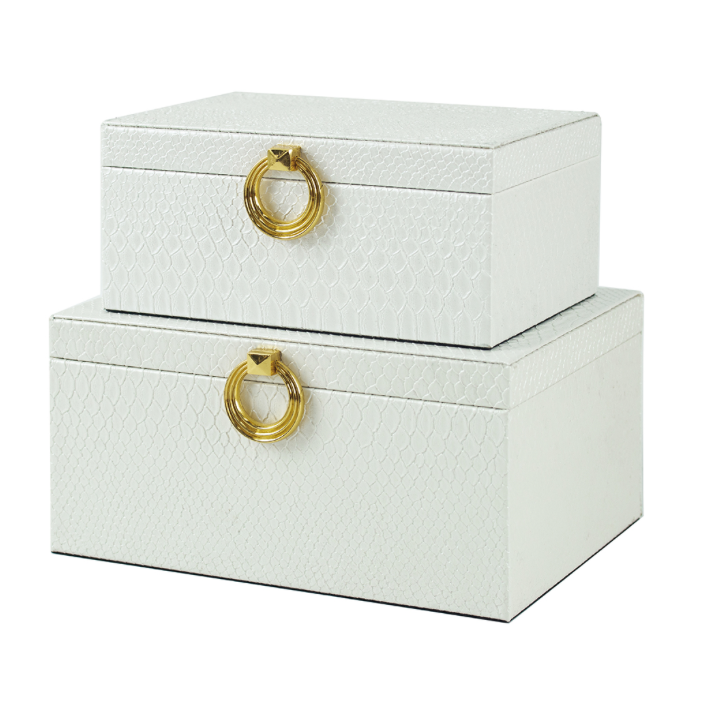 Small White Faux Snakeskin Box