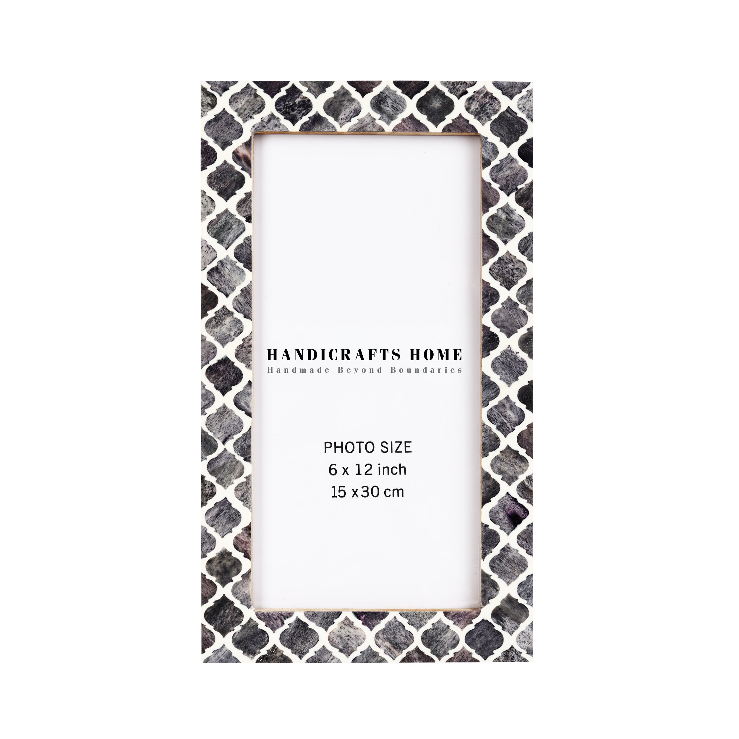 Picture Frame Moroccan Pattern Grey & White 6x12 Inch