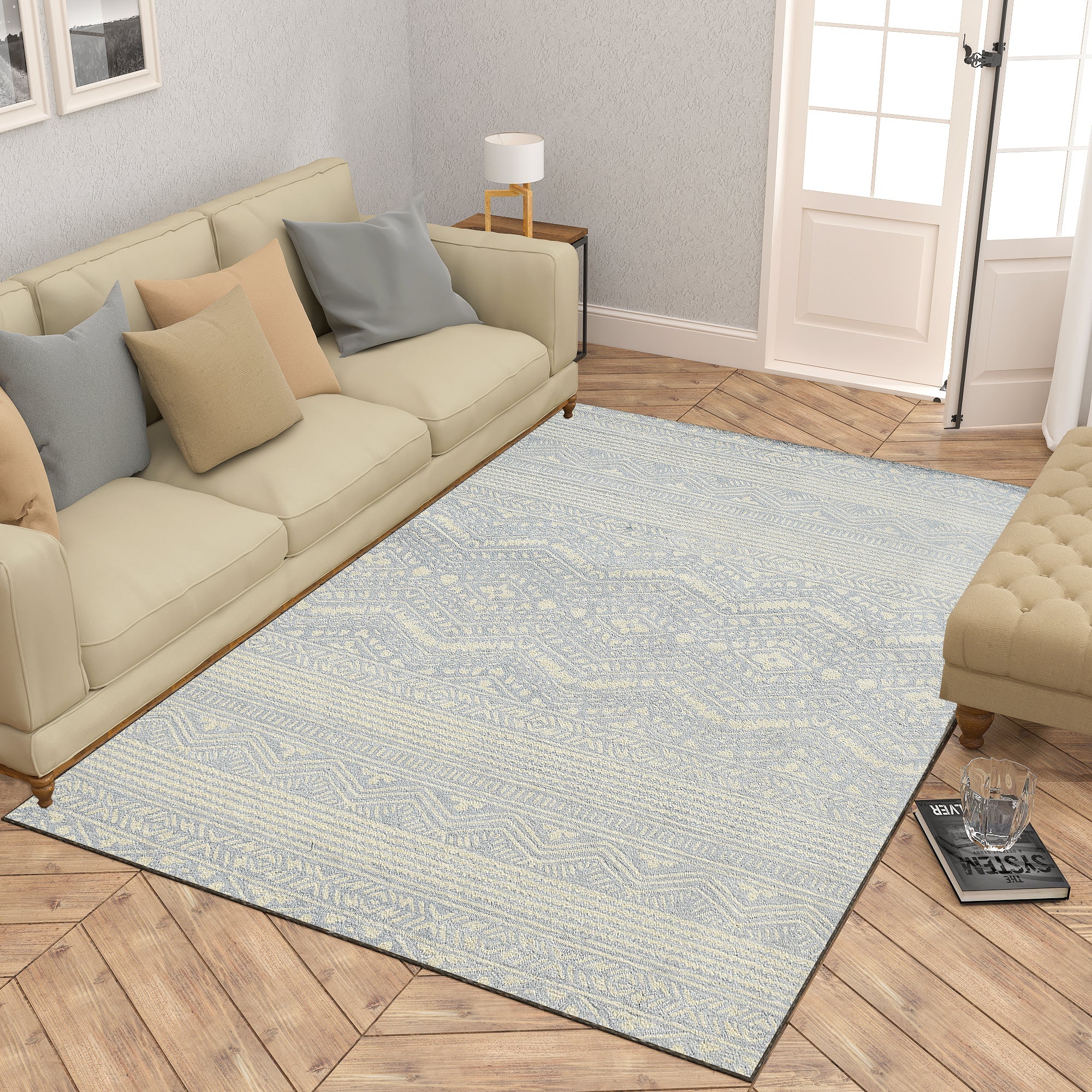 Premium Hand-Tufted Rug Made of 100% Wool  - Morning Mist - 3x5 Feet