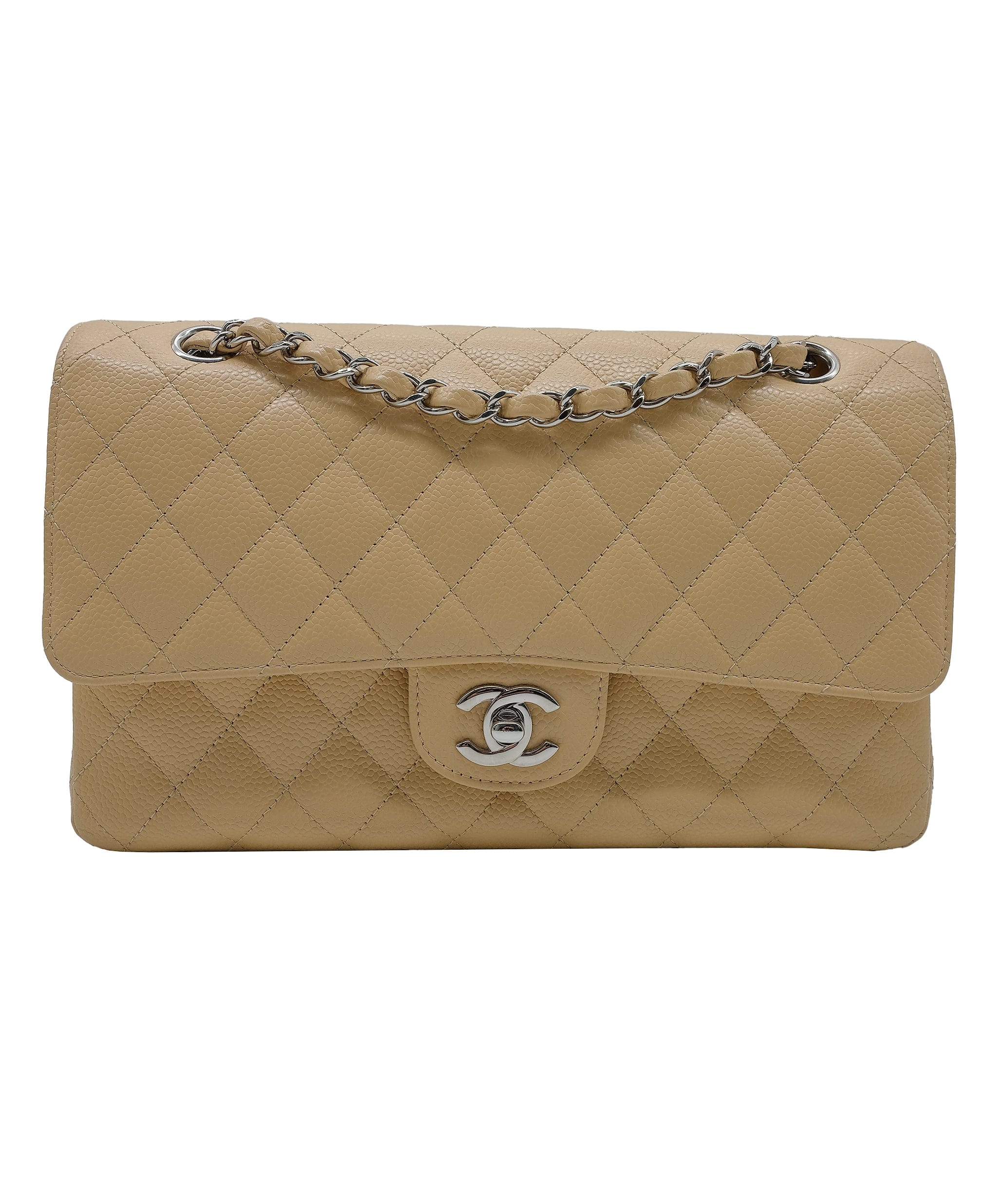 Chanel Classic Double Flap Beige Caviar SHW #19 SKC1716