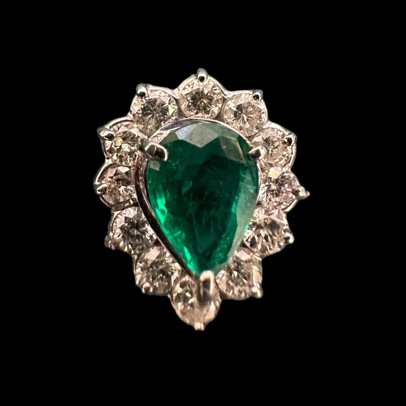 Pear Shape Emerald & Diamond Ring