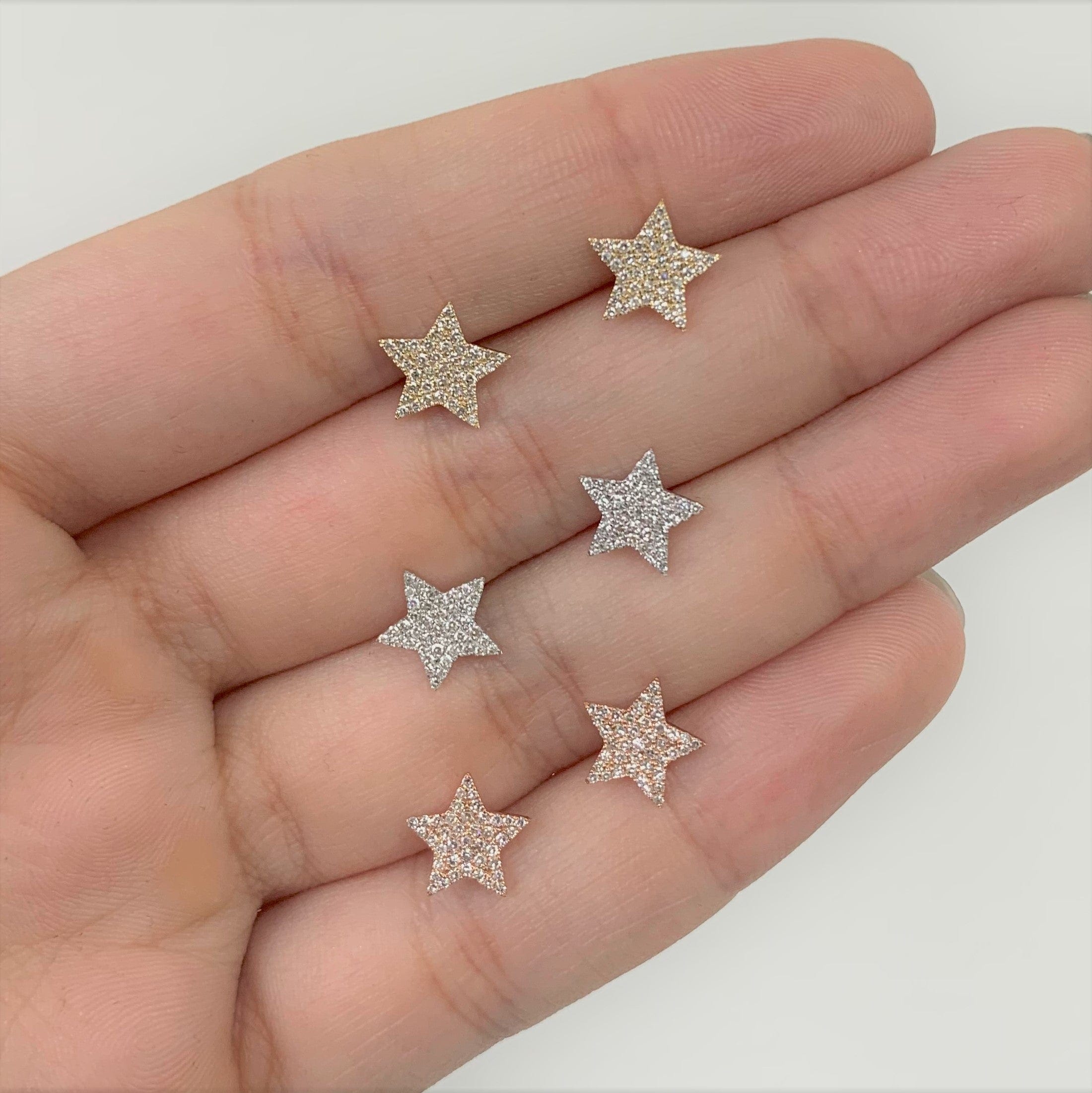 Diamond Star Earrings in 14k Yellow Gold 0.22 ctw