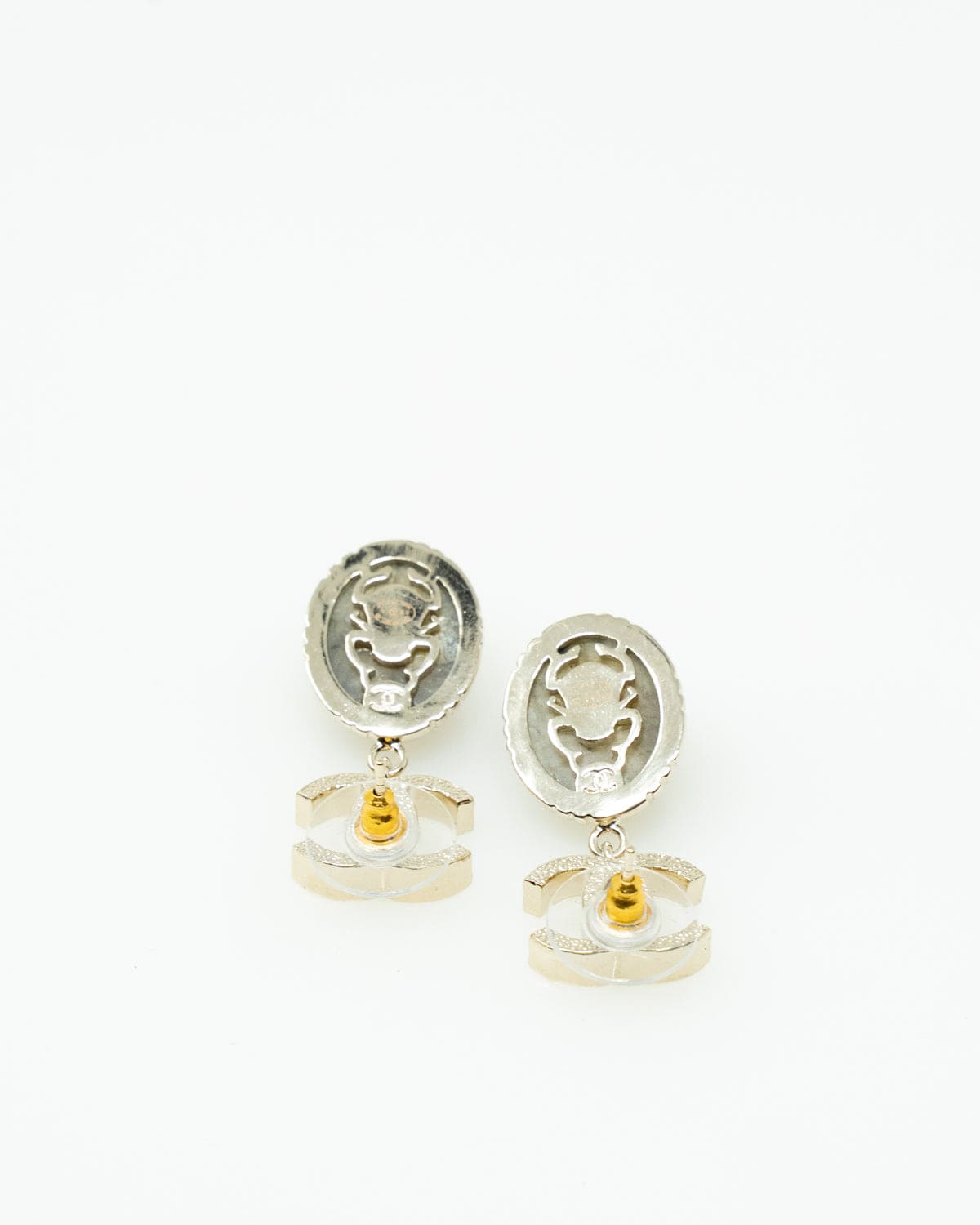 Chanel CC earrings with glass moonstone  ADC1176