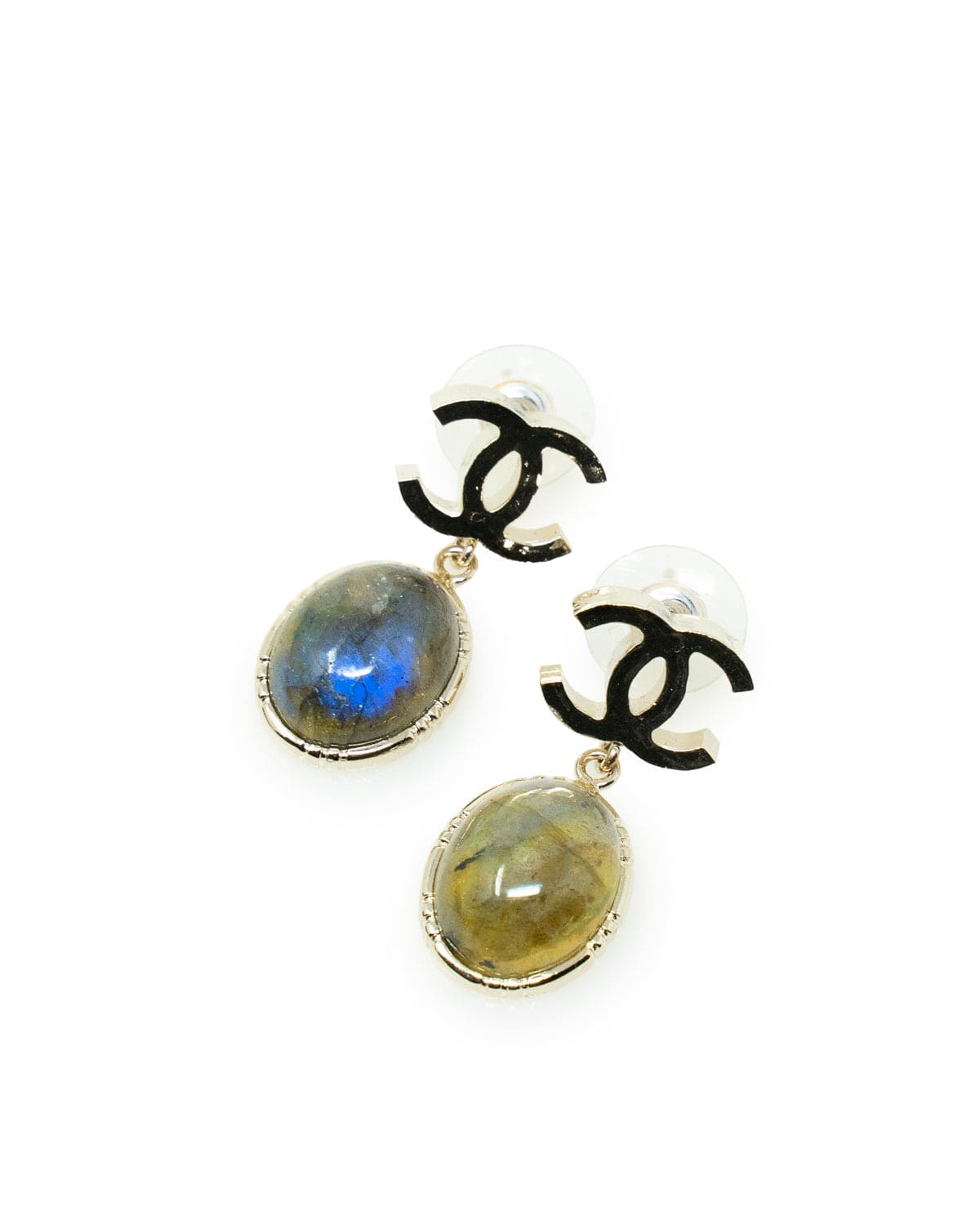 Chanel CC earrings with glass moonstone  ADC1176