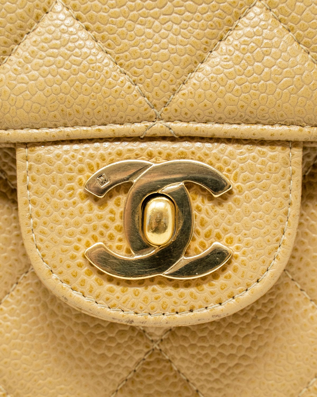 Chanel jumbo beige caviar single flap bag with GHW AJL0012