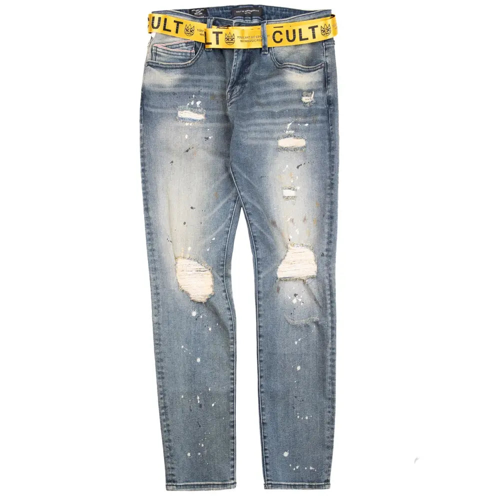 Cult Of Individuality Rocker Slim Yellow Belted Stretch Jean