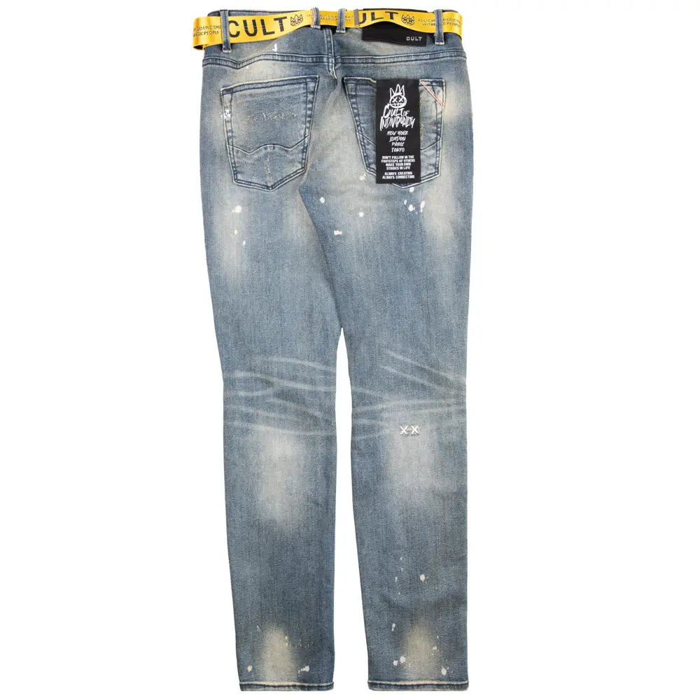 Cult Of Individuality Rocker Slim Yellow Belted Stretch Jean