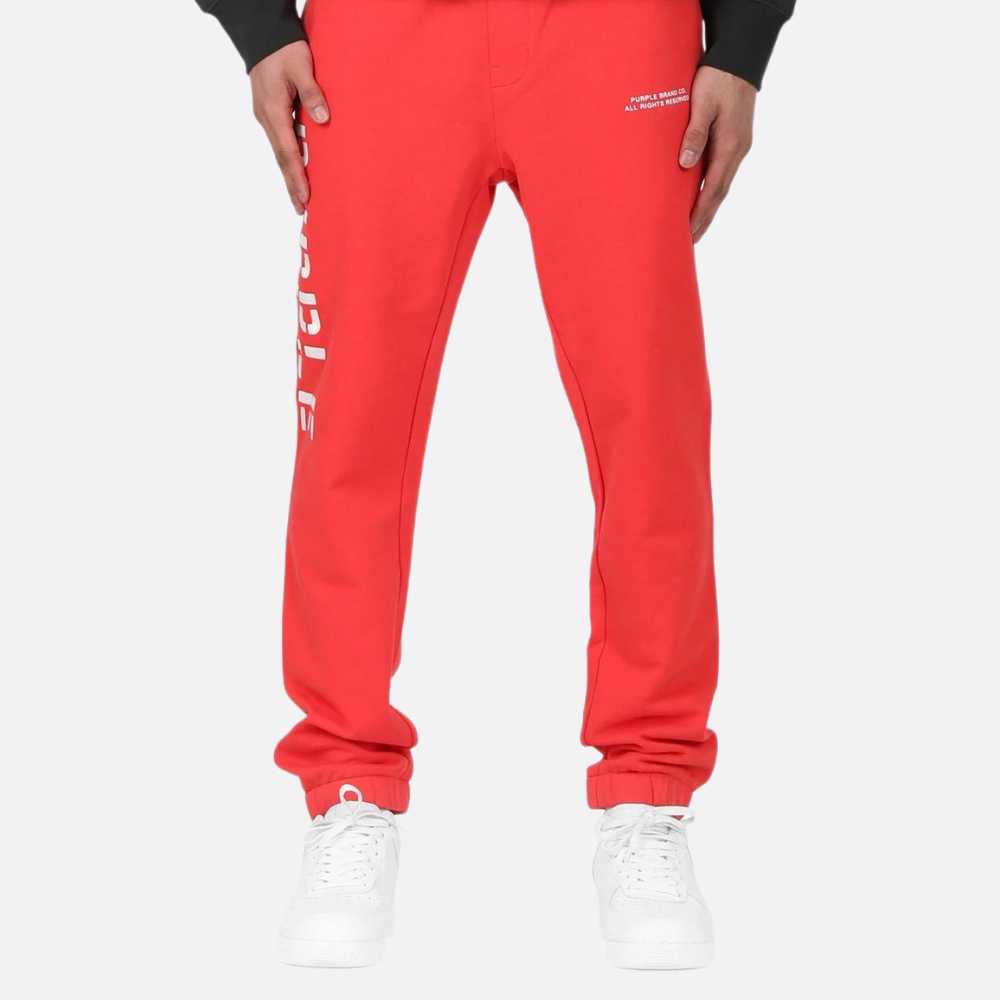 Purple Brand French Terry Emboridered Logo Joggers Red