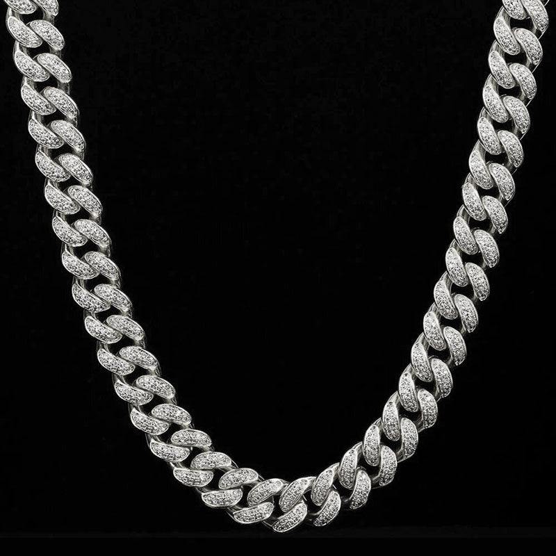 12MM Diamond Cuban Link Chain 14K Gold