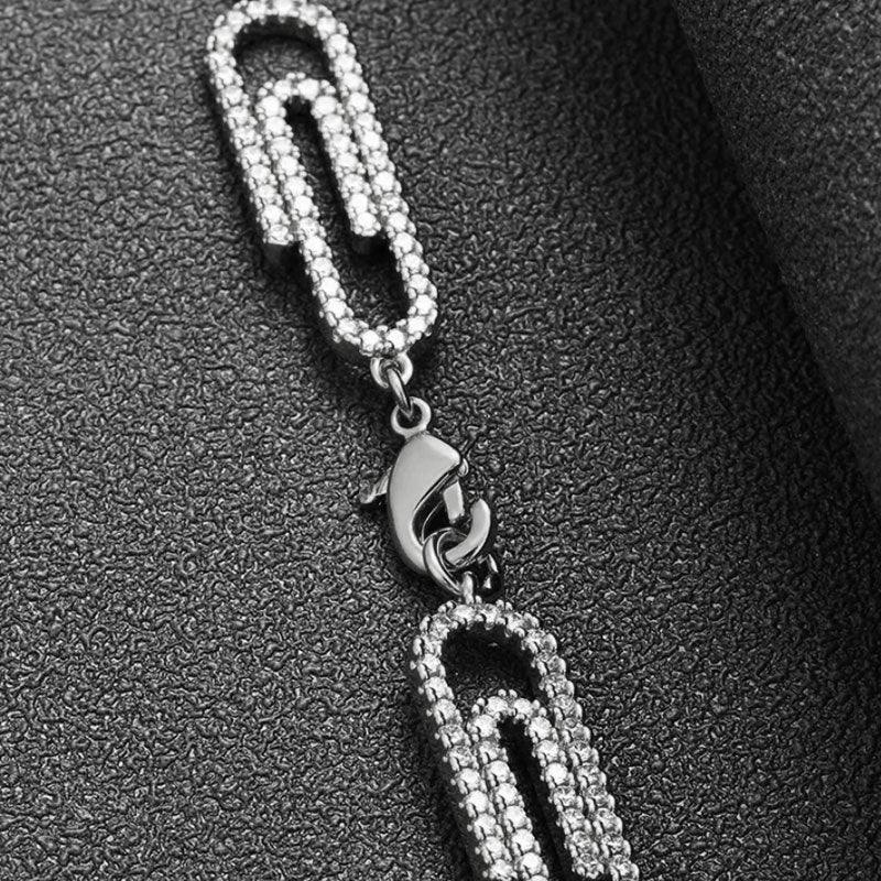 18MM Paper Clip Iced Chain in White Gold