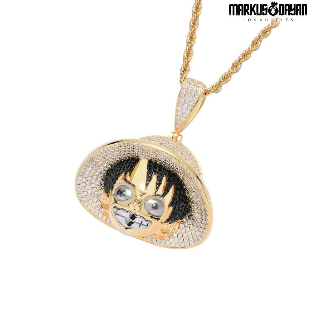 Iced Monkey D. Luffy Pendant 14K Gold