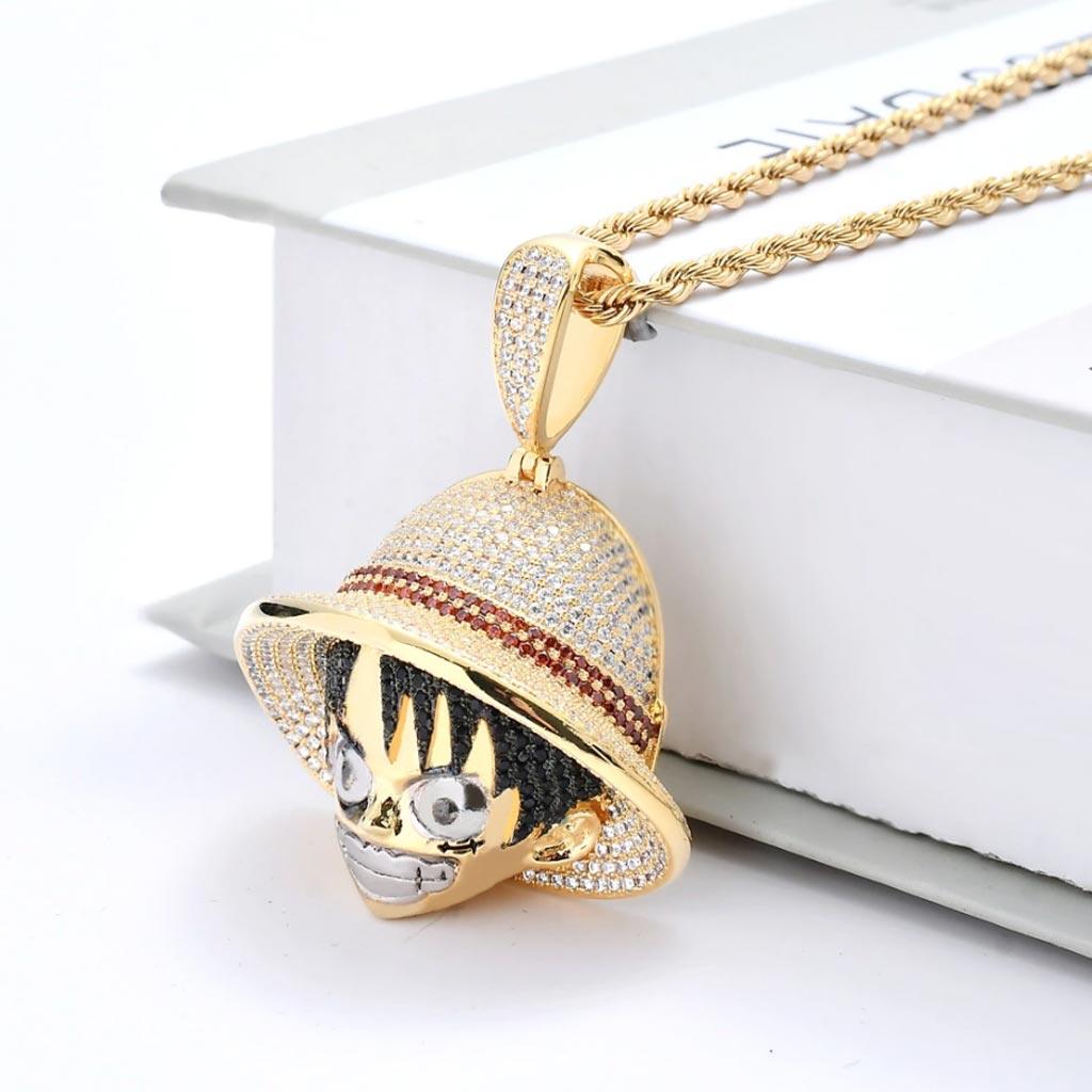 Iced Monkey D. Luffy Pendant 14K Gold