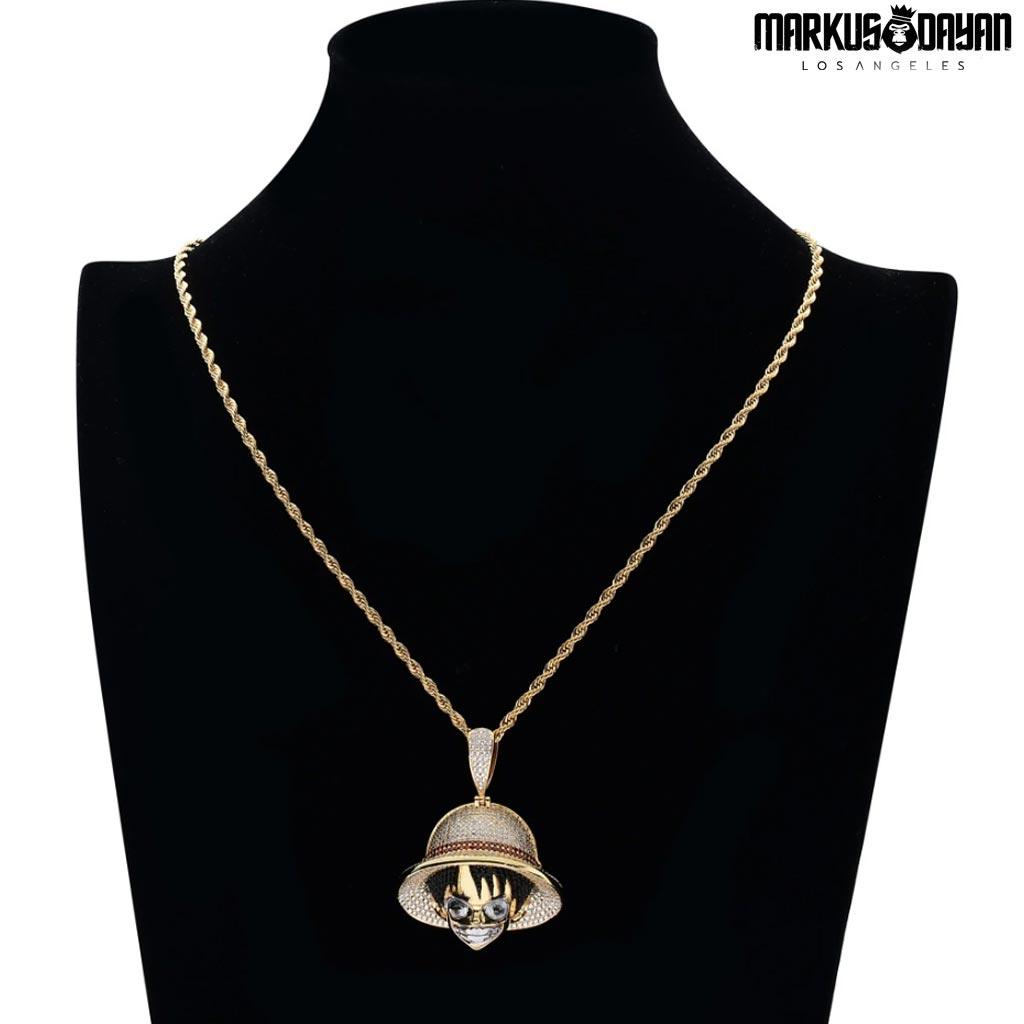 Iced Monkey D. Luffy Pendant 14K Gold