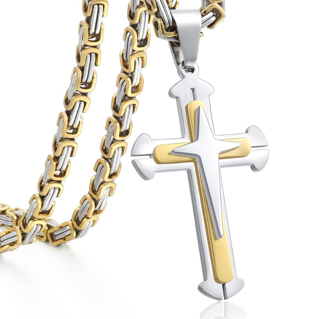Stainless Gold Knight Templar Cross Necklace