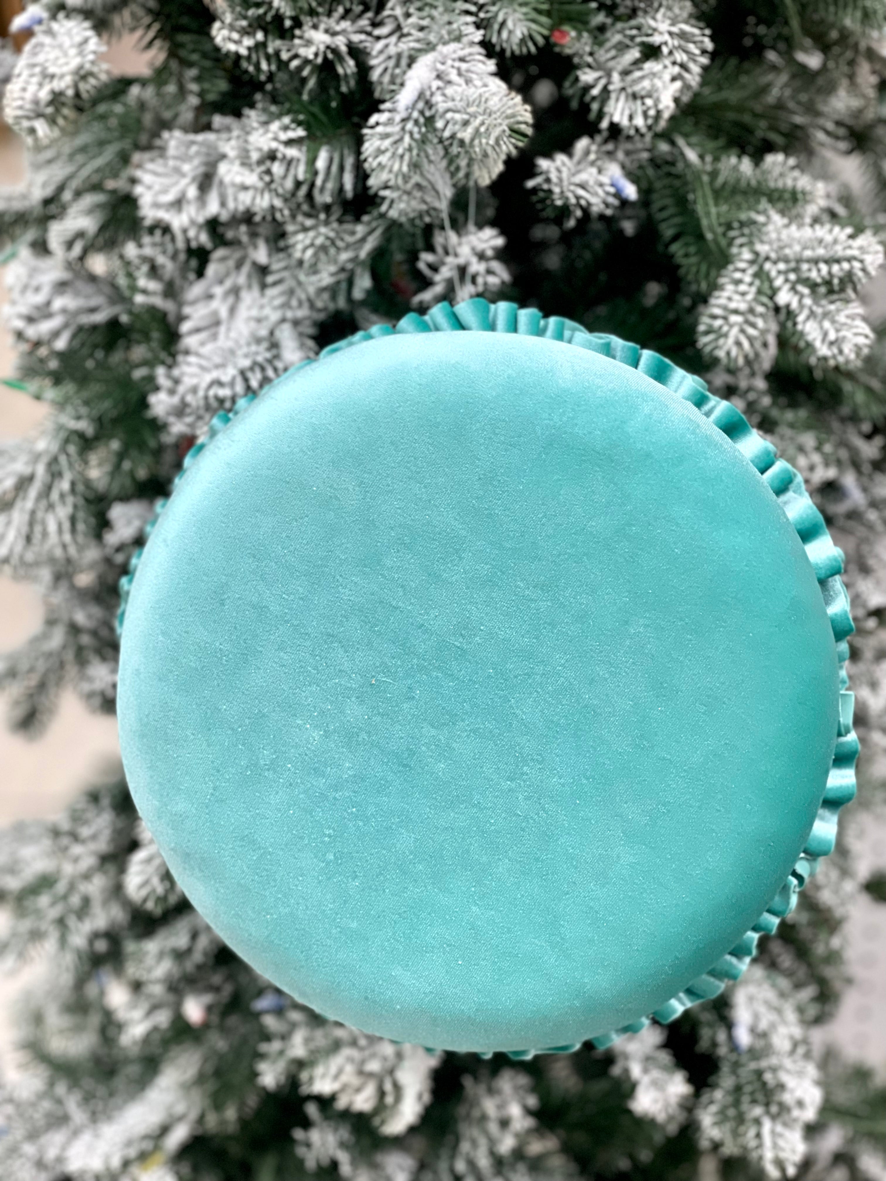 12.75 Inch Teal Fabric Scrumptious Macaroon Ornament