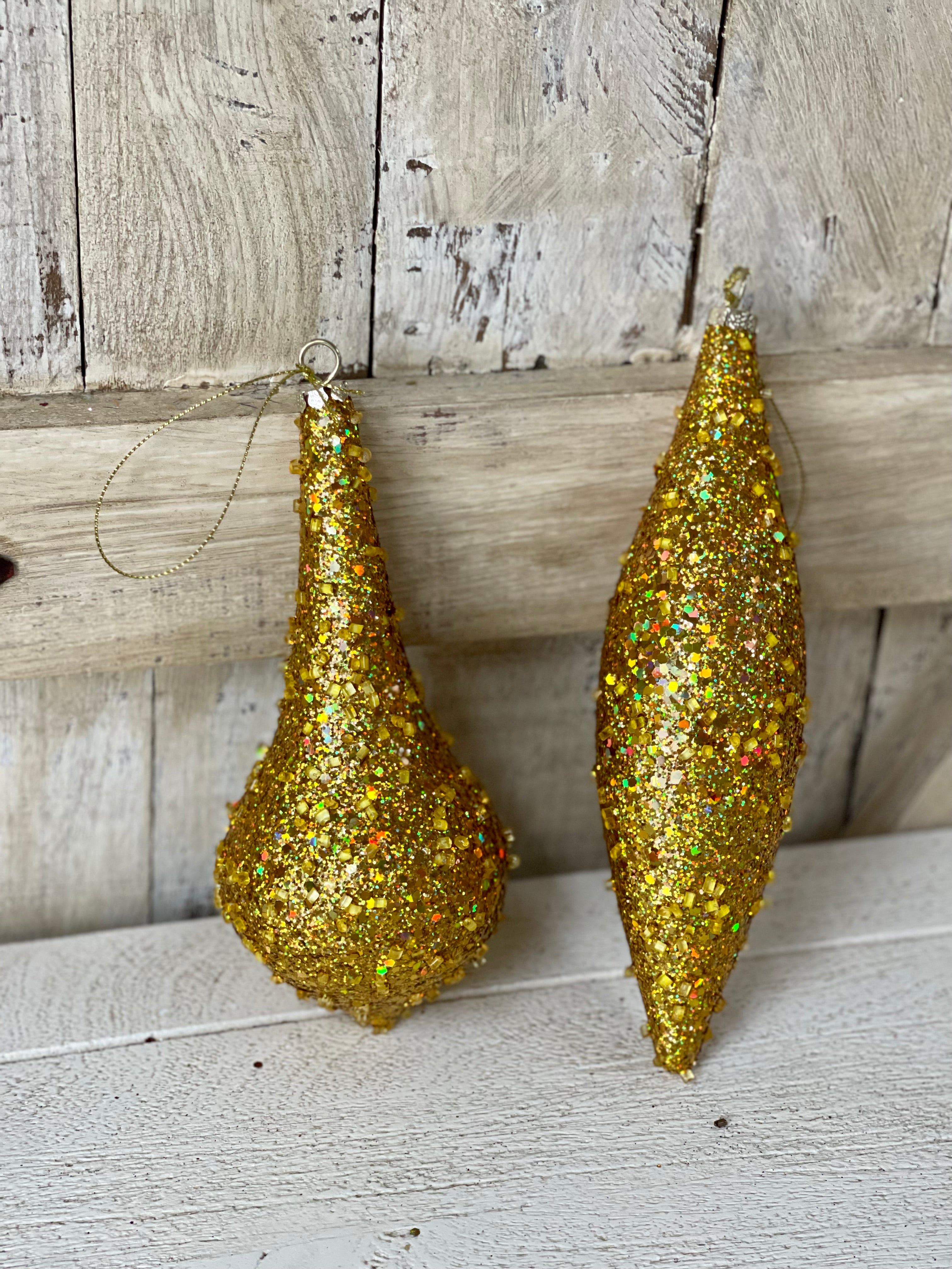 Gold Glitter Beaded Ornament Two Styles