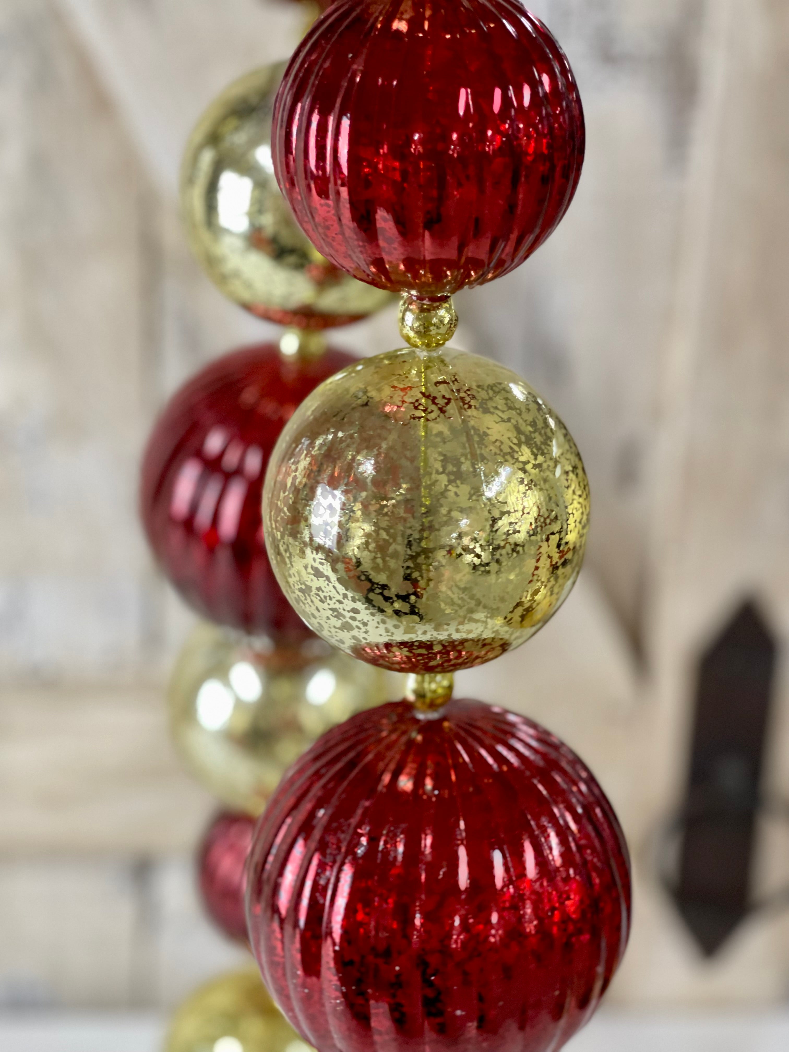 6 Foot Gold Burgundy And Champagne Ball Garland