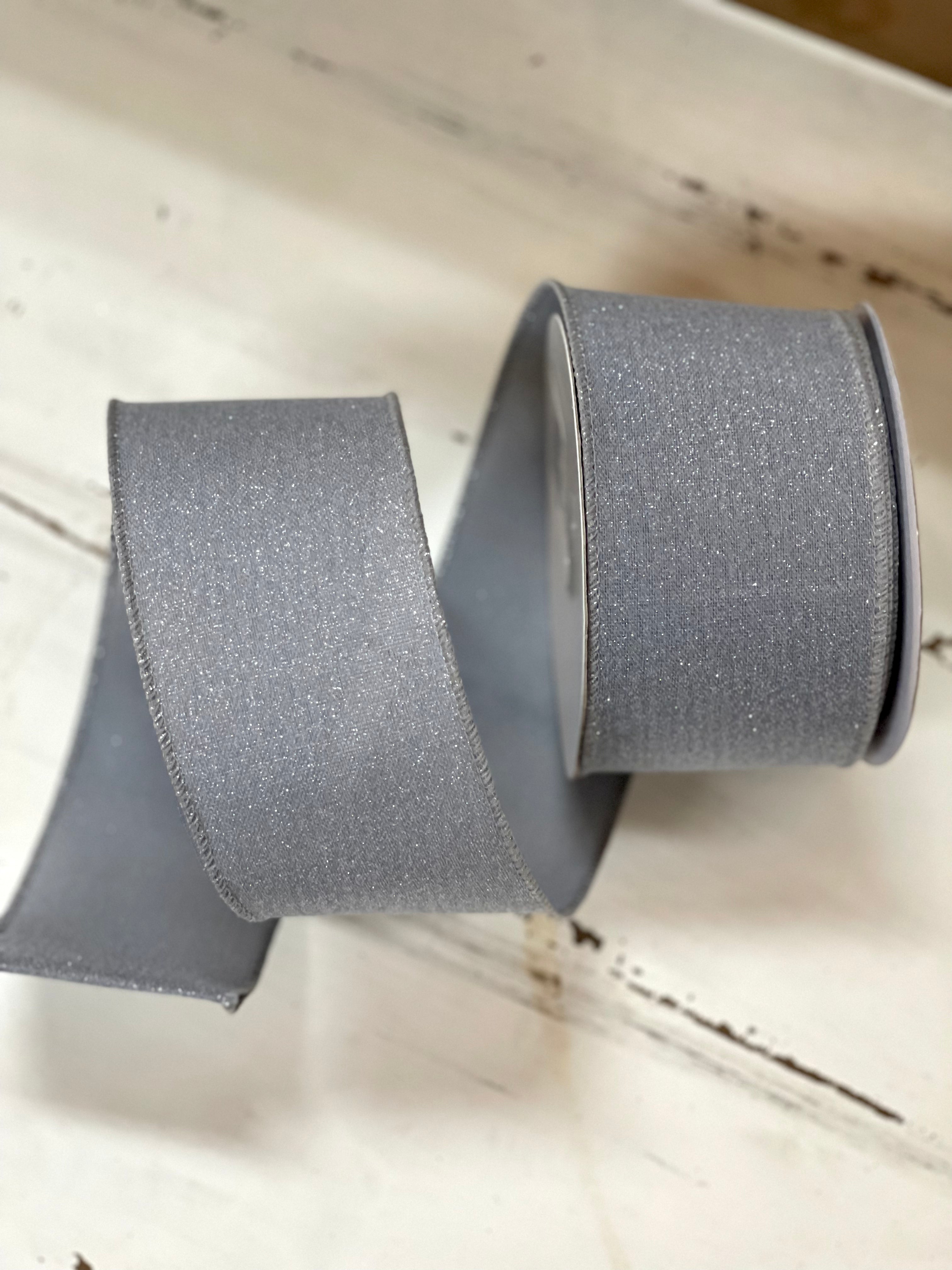 2.5 Inch By 10 Yard Gray Crystal Shine Ribbon